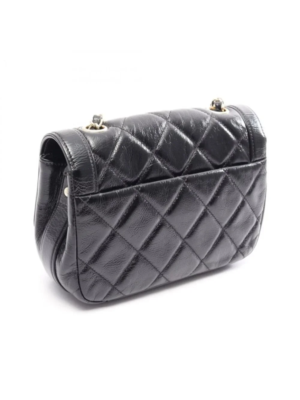 Chanel Shoulder Bag Quilted Black Leather Small Flap Chain